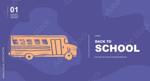 School bus. Abstract, vector illustrations. Back to School. Elements and objects on school themes, simple background for poster and banner. School backgrounds.