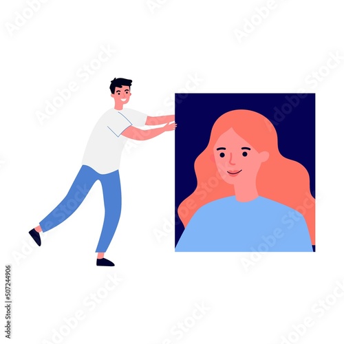 Recruiter analyzing job candidate. Vector illustration for recruiting agency concept