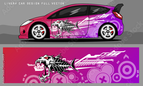 Obraz na plátně car livery design with cool graphics with red to purple gradient colors and angr