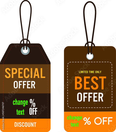 Special Offer Sale hang tags templates elegant modern dark decor.