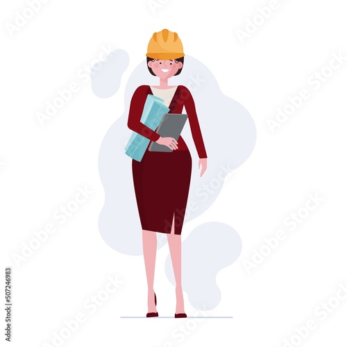 Construction workers. Architect flat vector illustration. Site, building works, occupation concept for banner, website