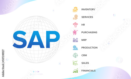 SAP Enterprise Resource Planning (ERP) construction concept module vector icons
