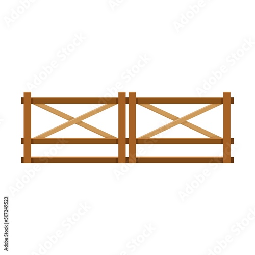 Wooden closed gate or barrier vector illustration. Garden, farm or ranch elements, fencing or border walls from planks isolated