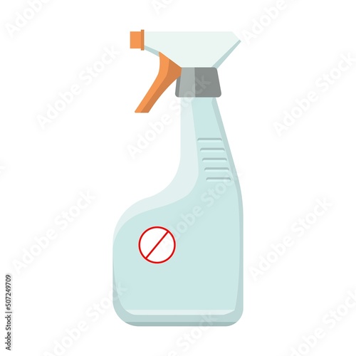 Canister with poisonous liquid. Pest control workers and insects flat vector illustration. Poison and equipment for pest infestation