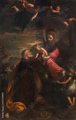 FERRARA, ITALY - NOVEMBER 9, 2021: The painting Repose on Flight into Egypt in the church Chiesa di San Francesco by Ippolito Scarsella - Scarsellino (1551 - 1620). © Renáta Sedmáková