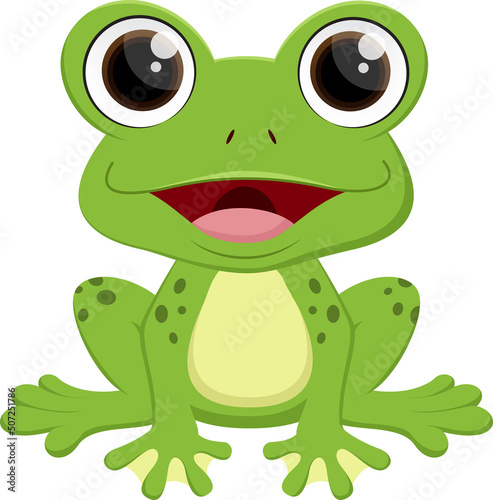 Cartoon cute frog  isolated on white background