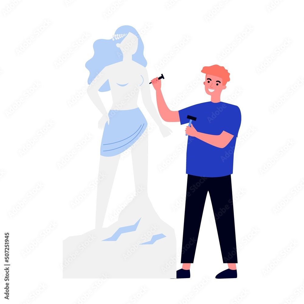 People from artists community creating artworks flat vector illustration. Cartoon characters painting, drawing and sculpting at workshop art concept
