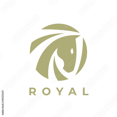 Abstract horse head logo. Stallion icon. Equine stables emblem. Equestrian label symbol. Vector illustration.