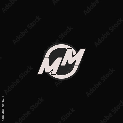 Initial MM logo circle line style, simple esport team logo design