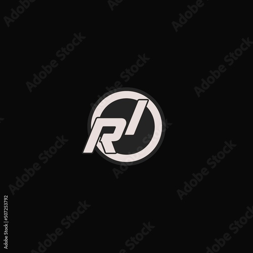 Initial RI logo circle line style, simple esport team logo design