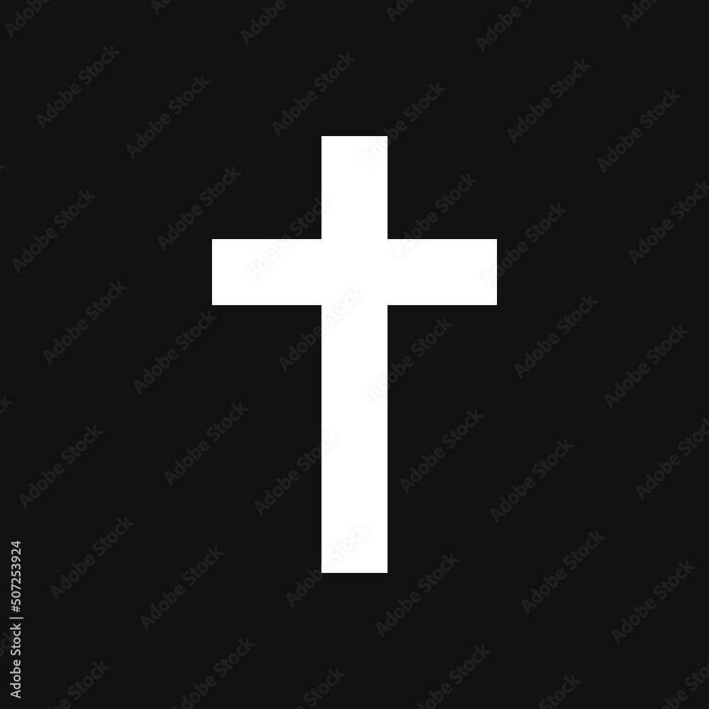 Christian cross icon on grey backround
