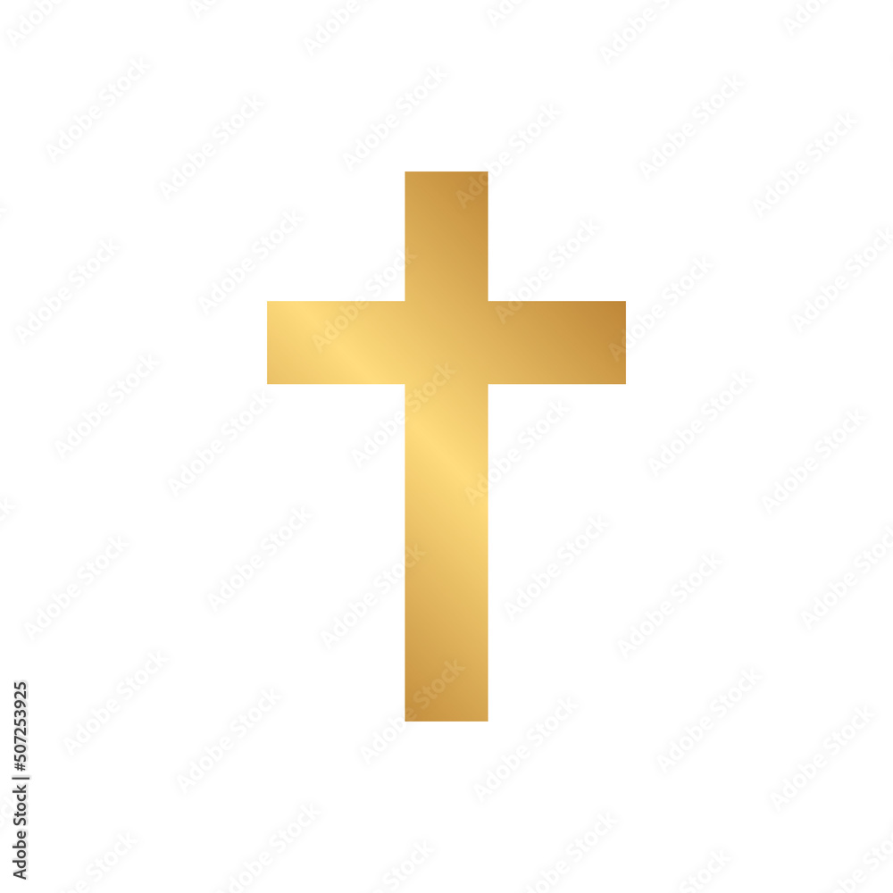 Christian cross icon with gold gradient