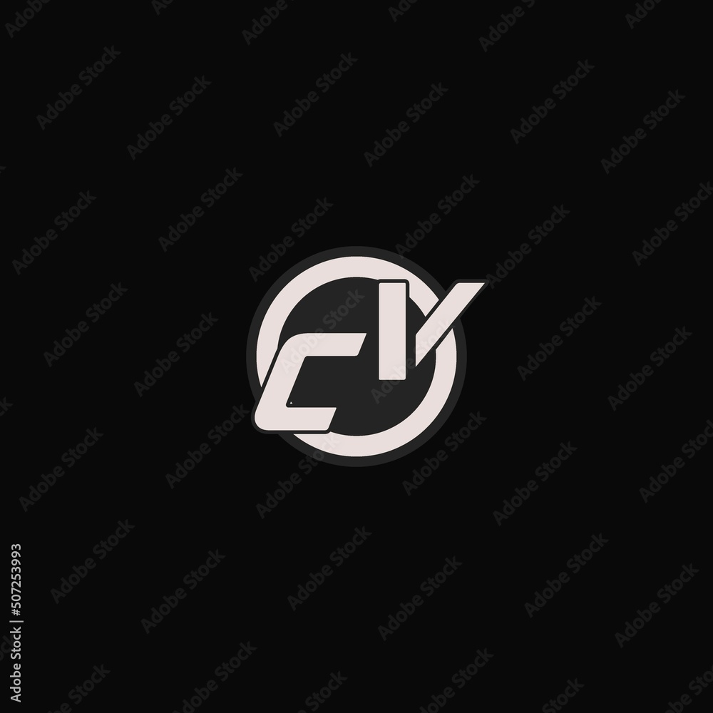 Initial CV logo circle line style, simple esport team logo design Stock ...