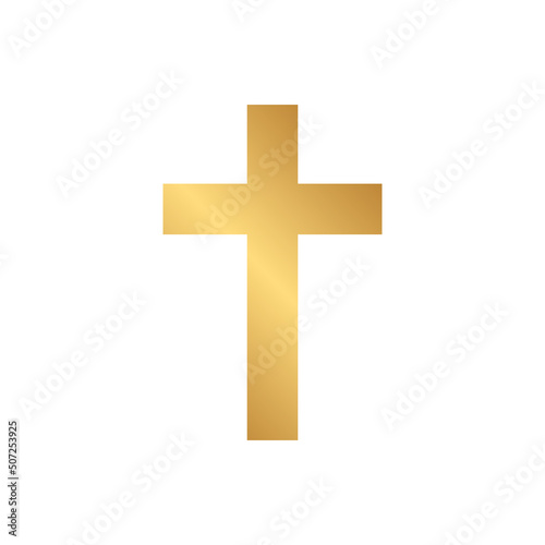 Christian cross icon with gold gradient