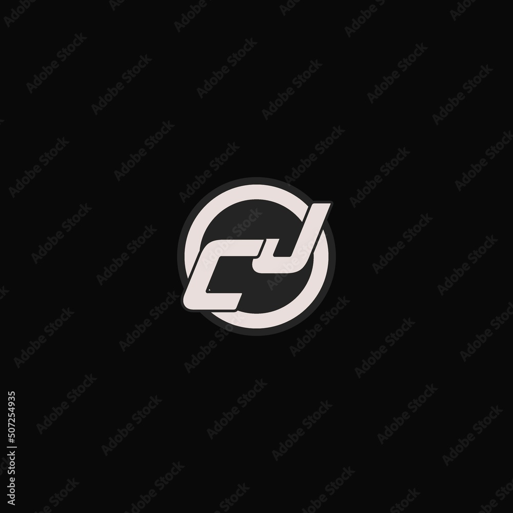 Initial CJ logo circle line style, simple esport team logo design Stock ...