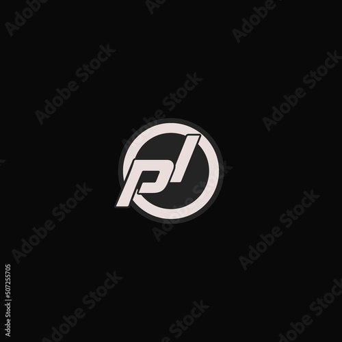 Initial PI logo circle line style, simple esport team logo design