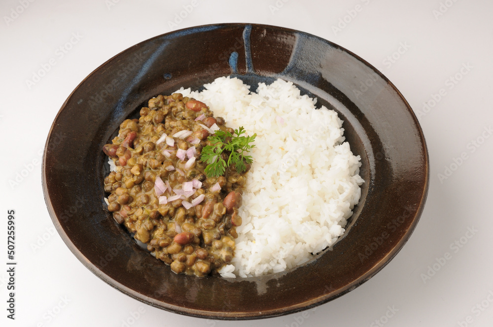 Dal Makhni and rice, Punjabi home food Dal Makhni and rice, Punjabi home food