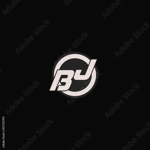 Initial BJ logo circle line style, simple esport team logo design