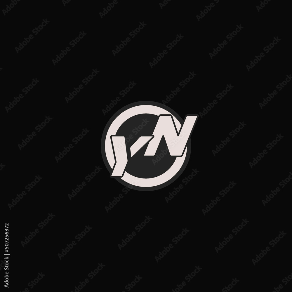 Initial YN logo circle line style, simple esport team logo design - obrazy, fototapety, plakaty 