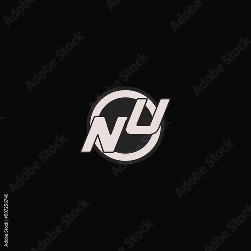 Initial NU logo circle line style, simple esport team logo design