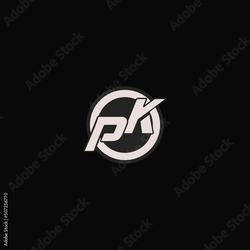 Initial PK logo circle line style, simple esport team logo design