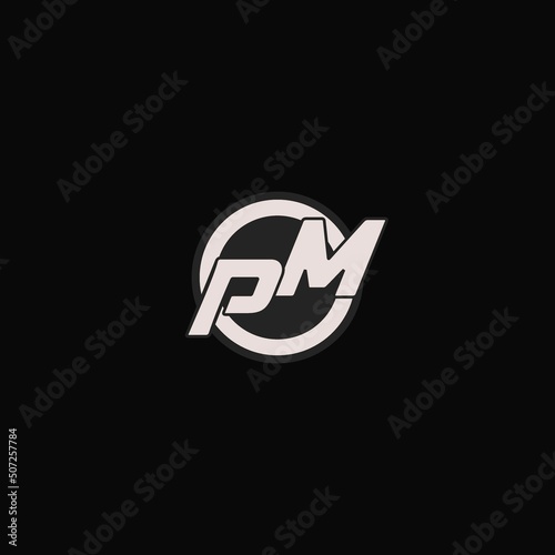 Initial PM logo circle line style, simple esport team logo design