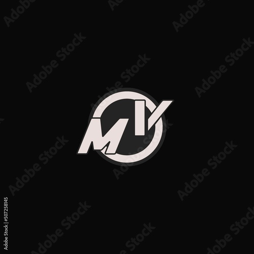Initial MV logo circle line style, simple esport team logo design