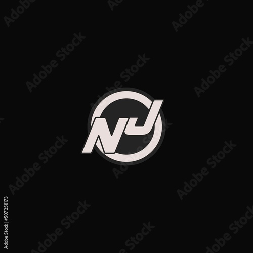 Initial NJ logo circle line style, simple esport team logo design