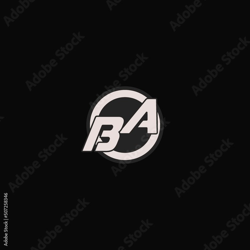 Initial BA logo circle line style, simple esport team logo design