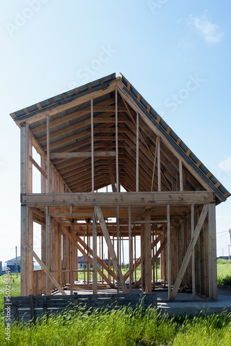 Construction of a wooden frame house © Arkady Slavsky