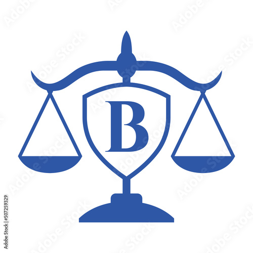 Law Firm Logo Design On Letter B with Shield Sign. Law Logo, Lawyer And Justice, Law Attorney, Legal, Lawyer Service, Law Office, Scale Logo Template