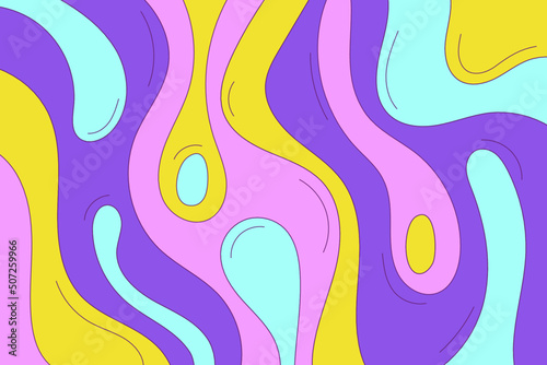 Groovy psychedelic background. Abstract outline flat liquid illustration