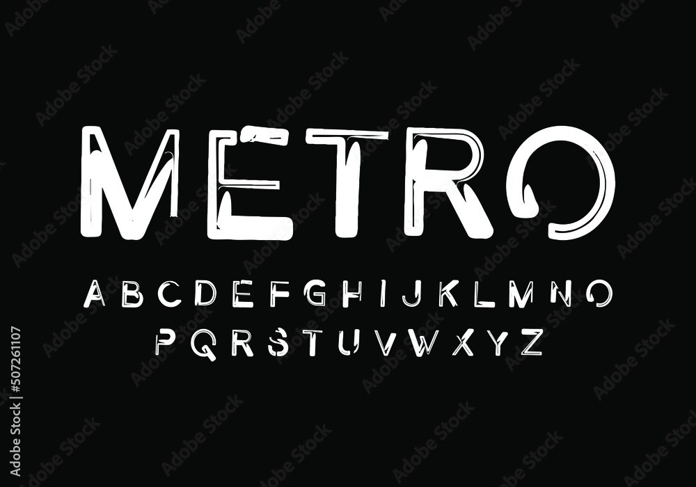 Font with irregular broken style. Vector fonts for typography, titles, posters, or logos