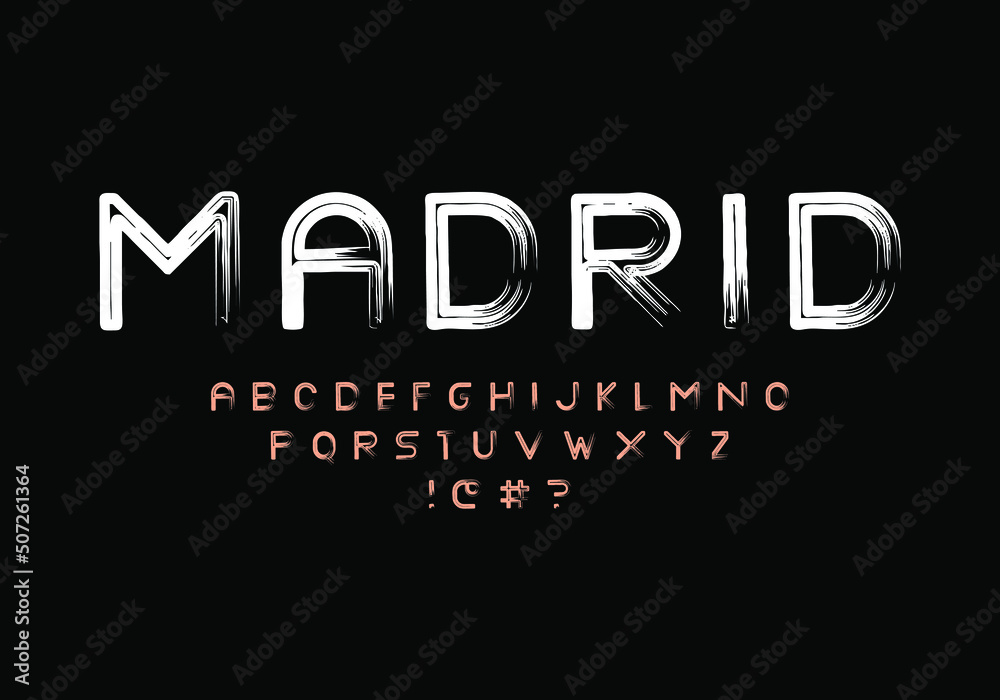 Modern font with brush stroke pattern. Vector fonts for typography, titles, posters, or logos
