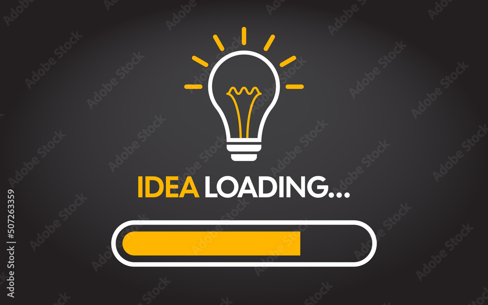 Idea loading in flat style. Light bulb vector illustration on isolated background. Loading bar think sign business concept. Idea loading in flat style. Light bulb vector illustration on isolated background. Loading bar think sign business concept.