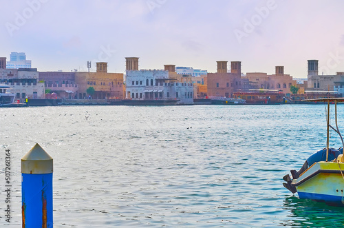 The skyline of Al Seef neighborhood, Dubai, UAE photo