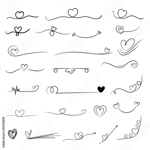 Heart Lines set, vector illustration.