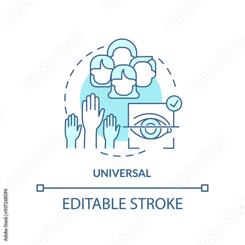 Universal turquoise concept icon. Biometric data advantage abstract idea thin line illustration. Authentication schemes. Isolated outline drawing. Editable stroke. Arial, Myriad Pro-Bold fonts used