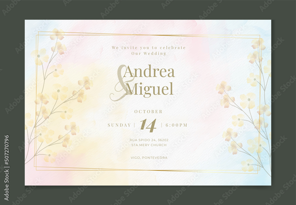  Elegant flower watercolor background card. Wedding floral invitation . Floral poster, invite. Vector decorative greeting card or invitation design background 