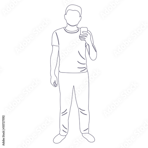 man, guy sketch, outline, isolated, vector