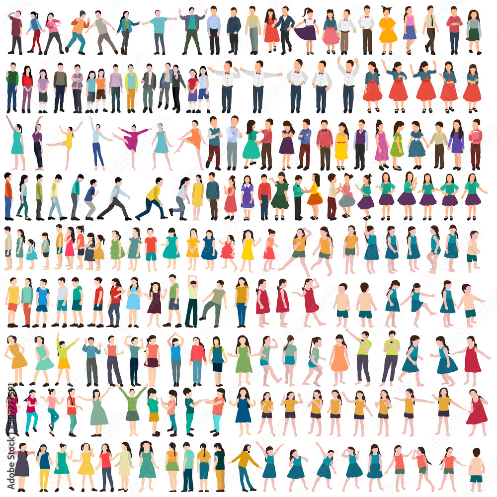 set of people in flat design isolated, vector