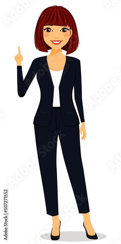 Beautiful young woman on a white background. Hand gesture. Flat style. cartoon.