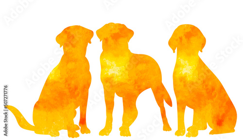 dog watercolor silhouette on white background, isolated, vector