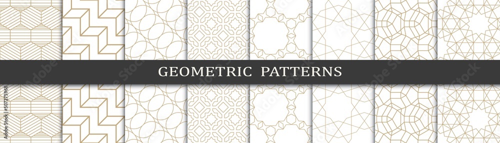 Set of arabic seamless patterns. Asian geometric traditional design islamic pattern. Seamless arabic ramadan pattern.