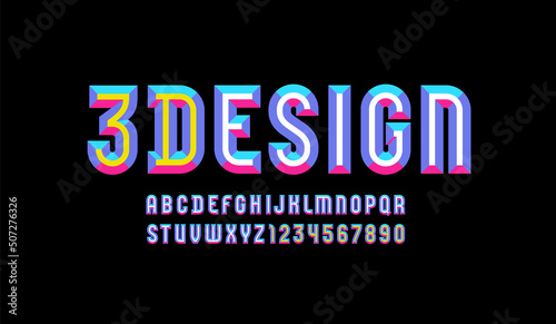 Alphabet from chiseled block, facet font, beveled letters and numbers