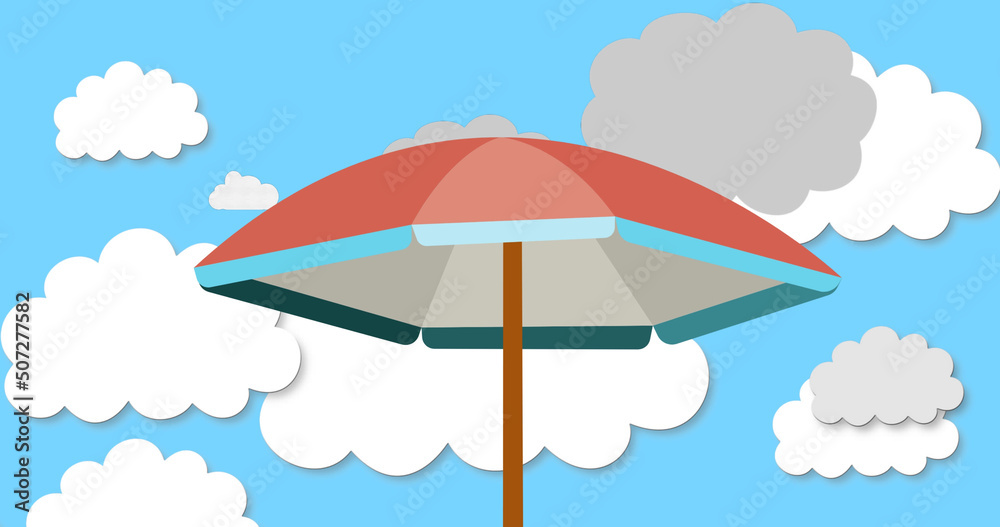 Image of umbrella over sky with moving clouds Image of umbrella over sky with moving clouds