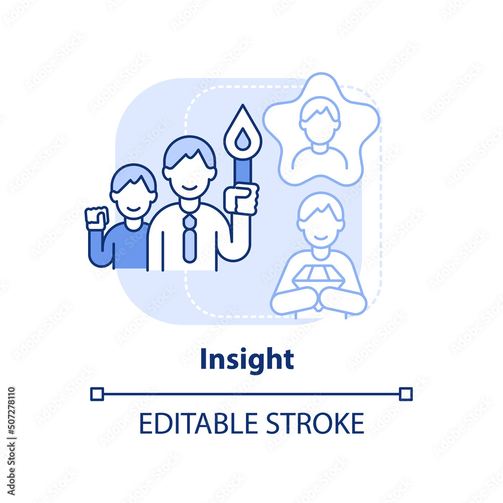 Insight light blue concept icon. Attribute of inclusive leadership abstract idea thin line illustration. Perspectives. Isolated outline drawing. Editable stroke. Arial, Myriad Pro-Bold fonts used Insight light blue concept icon. Attribute of inclusive leadership abstract idea thin line illustration. Perspectives. Isolated outline drawing. Editable stroke. Arial, Myriad Pro-Bold fonts used