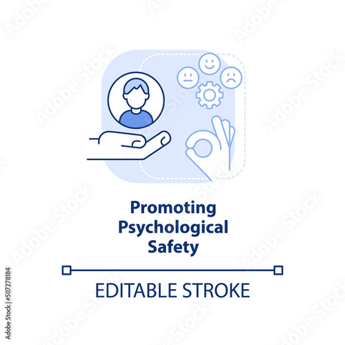 Promoting psychological safety light blue concept icon. Inclusive leadership trait abstract idea thin line illustration. Isolated outline drawing. Editable stroke. Arial, Myriad Pro-Bold fonts used