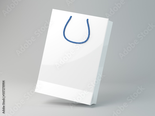 White paper bag isolated on white, mockup - 3D illustration