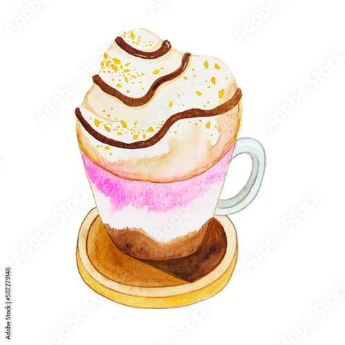 Watercolor Neapolitan Frappuccino